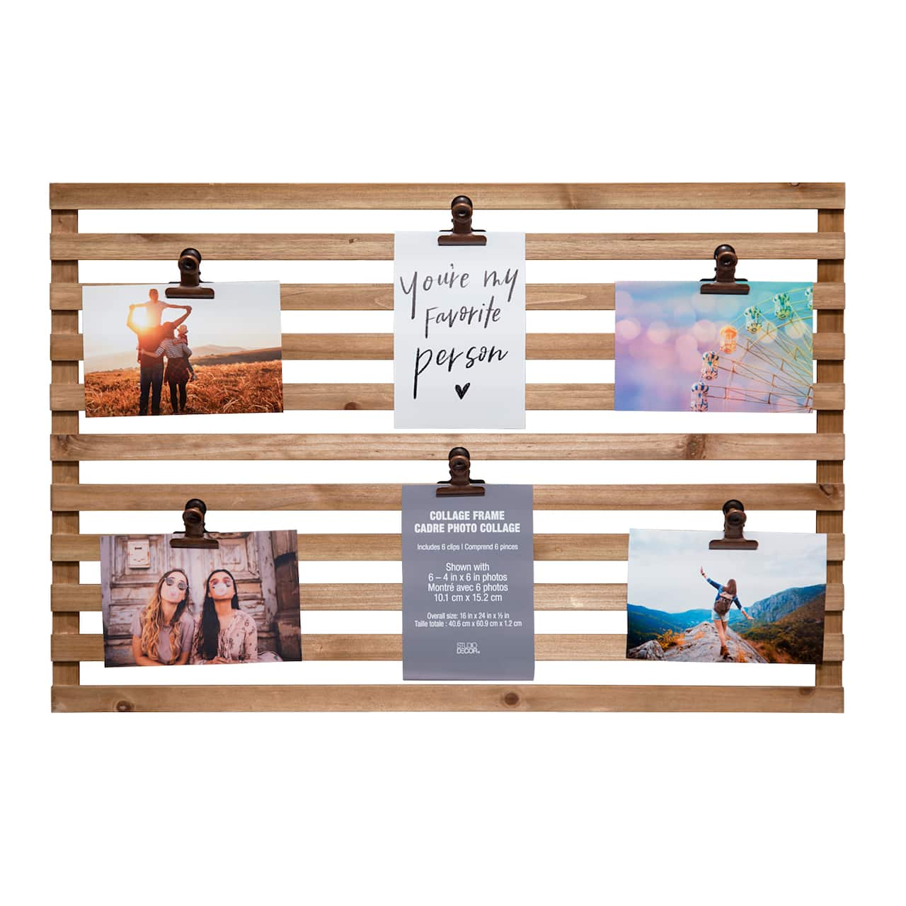 6 Opening Grid Board 16&#x22; x 24&#x22; Collage Frame with Clips by Studio D&#xE9;cor&#xAE;